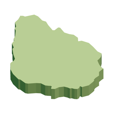 ウルグアイ東方共和国無料フリーイラスト｜無地・立体(緑)